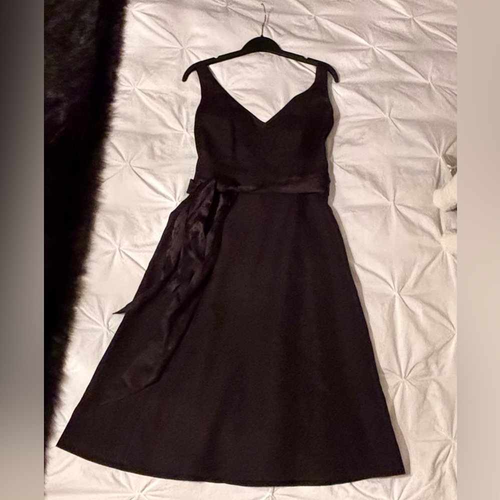 J Crew Black Cotton Formal Cocktail Bridesmaid A-Line Dress Size 2